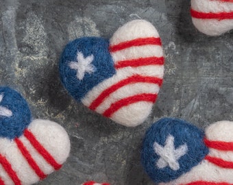 Patriotic Felt Hearts -American Flag Hearts -4th of July Decor -Fourth of July Garland DIY -Red White & Blue decor -America USA Memorial