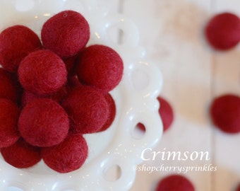 CRIMSON Felt Balls | 2.5 cm Pom Balls | 100% Wool Felt Balls | Felt Pom Poms | Loose Felt Balls | DIY Pom Garland | Wholesale