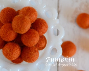 PUMPKIN Orange Felt Balls | 2.5 cm Pom Balls | 100% Wool Felt Balls | Felt Pom Poms | Loose Felt Balls | DIY Pom Garland | Wholesale