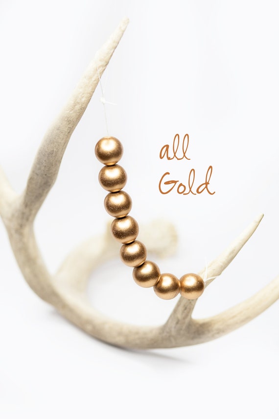 20mm Gold Wood Bead: Garland Accessory