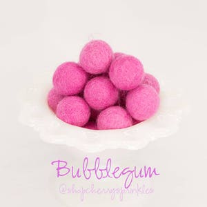 Bubblegum Pink Felt Balls 2CM 100% Wool Felt Poms Pink Wool Felt Balls Pom Garland Felt Ball Garland Polkadot image 6