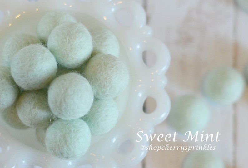 SWEET MINT Felt Balls 2.5 cm Pom Balls 100% Wool Felt Balls Felt Pom Poms Loose Felt Balls DIY Pom Garland Wholesale image 1