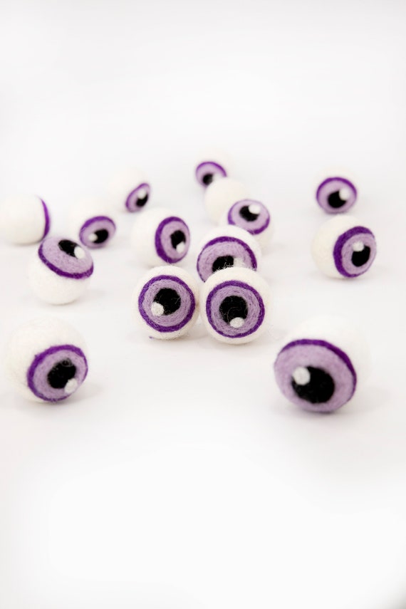 Purple Handmade Felt Monster Eyeballs: Halloween Garland Decor