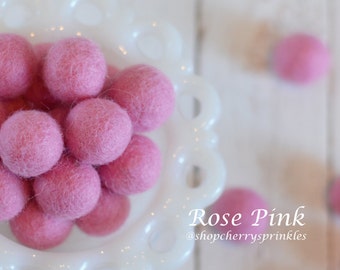 Rose Pink Felt Balls | 2.5 cm Pom Balls | 100% Wool Felt Balls | Felt Pom Poms | Loose Felt Balls | DIY Pom Garland | Wholesale