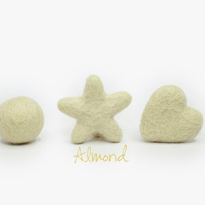 Almond Felt Shape -Cream Pom Garland -Wool Felt Stars -White Poms -Almond Felt Heart -Colorful Felt Stars -Star Garland -Felt Ball Garland