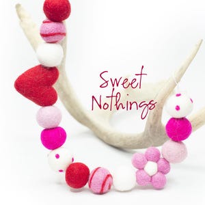 Sweet Nothings Felt Valentines Day Garland | Felt Hearts | Felt Flowers | Valentines Day Mantel Decor
