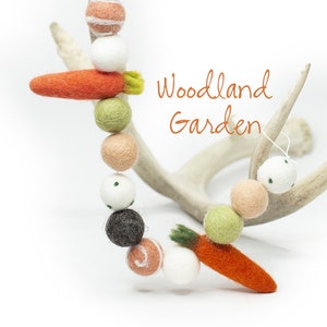 Woodland Garden | Spring Garland | Felt Carrot | Felt Poms | Easter Banner| Carrot Banner | Easter Mantle | Peach Felt Ball | Coral elt Ball
