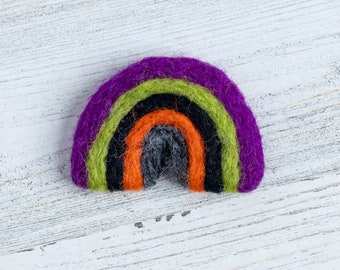 Halloween Felt Rainbow -Felt White Clouds -Spooky Garland -Fall Garland -Autumn Rainbow -Rainbow Photo Prop -Rainbow Birthday -Playroom