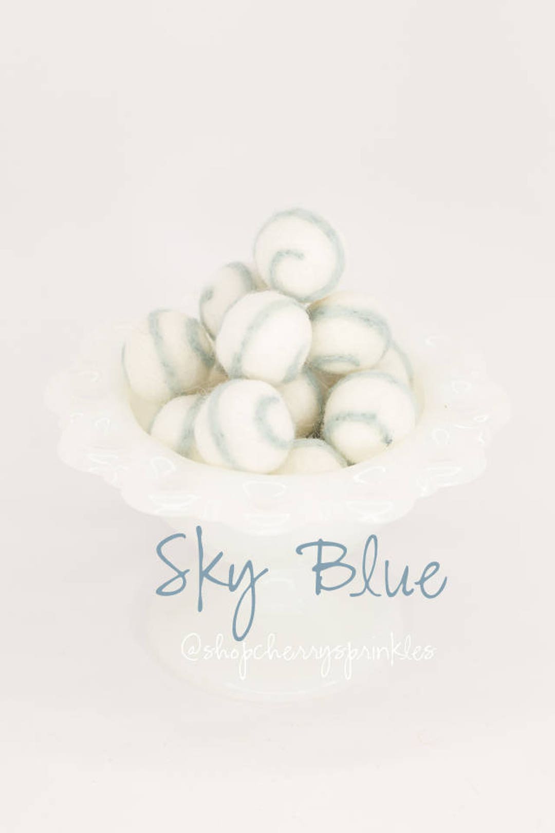Sky Blue Swirl Felt Balls 2CM 100% Wool Felt Pom Poms Blue Wool Felt Balls  pom Garland Diy Felt Ball Garland swirl Balls 