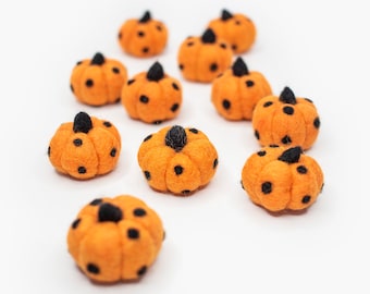 Orange Felt Pumpkins - Little Pumpkins -Wool Pumpkin -Fall Decor -Halloween Decor -Pumpkin Garland -Felt Shapes -Fall Pumpkins -Black Poms