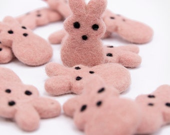 Salmon Pink Peeps Bunny -Felt Bunny -Peeps garland -Peep -DIY Bunny garland -Easter Garland -Easter Rabbit -Felted bunny -Easter Mantle