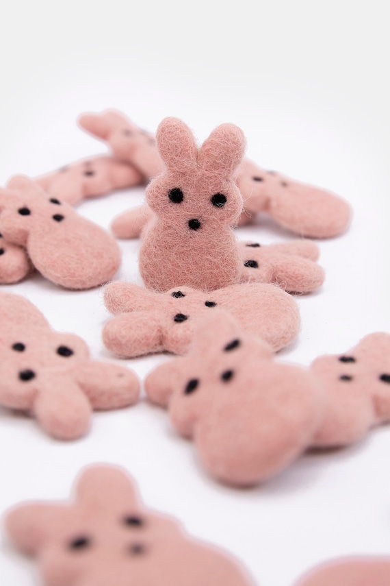 Salmon Pink Wool Felt Bunny: Easter Garland Decor