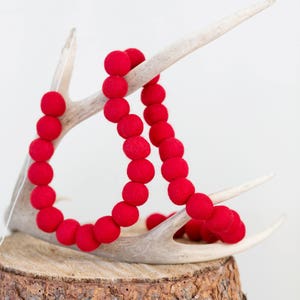 Red Christmas Garland -Christmas Felt Ball garland -Red Felt Balls -Red Mantle decor -Red Tablescape -Christmas Tablescape -Red Pom poms