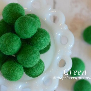 Green Felt Balls 100% Wool Felt Poms Green Wool Felt Poms Christmas Garland Felt Ball Garland Swirl balls image 7