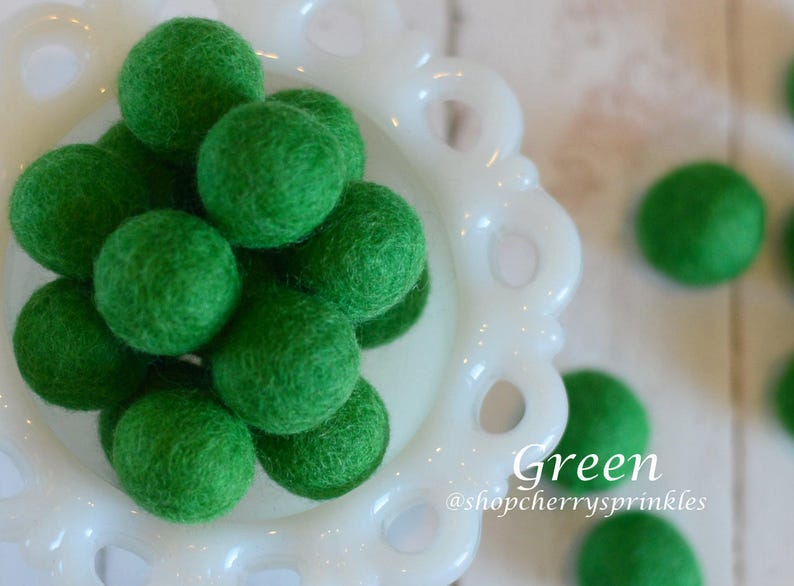 Green Felt Balls 100% Wool Felt Poms Green Wool Felt Poms Christmas Garland Felt Ball Garland Swirl balls image 7