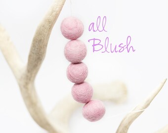 Pink Felt Ball Garland -Pink Banner 100% Wool Felt Balls -Blush Pink Felt Poms *Pink felt beads -Pink Party Decor -Blush Wedding -Baby Girl