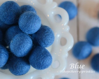 Blue Felt Balls | 2.5 cm Pom Mix & Match | 100% Wool Felt Balls | Felt Pom Poms | Loose Felt Balls | DIY Pom Garland | Wholesale
