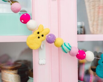 Bright Peeps | Easter Garland | Peep Garland | Felt Bunny | Pink Bunny | Felt Rabbit | Easter Banner| Bunny Banner | Easter Mantle