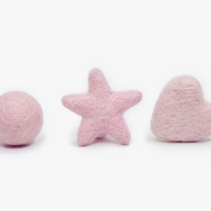 Fairy Pink Wool Felt Shapes: Handmade Hearts & Stars