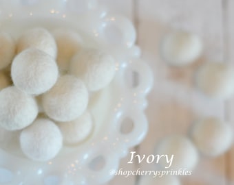 IVORY Balls | 2.5 cm Pom Balls | 100% Wool Felt Balls | Felt Pom Poms | Loose Felt Balls | DIY Pom Garland | Wholesale
