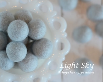 LIGHT SKY Felt Balls | 2.5 cm Pom Balls | 100% Wool Felt Balls | Felt Pom Poms | Loose Felt Balls | DIY Pom Garland | Wholesale