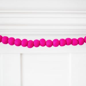 Hot Pink Valentines Garland -Pink Felt Ball garland -Hot Pink Felt Balls -Pink Mantle decor -Pink Tablescape -Be Mine -Pink Pom poms