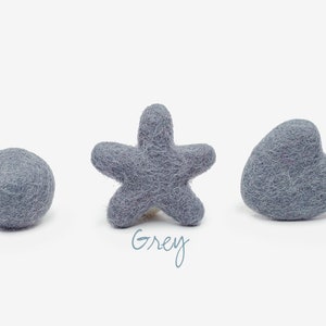 Gray Wool Stars | Wool Felt Stars | Felt Shape Stars | Grey Star | Felt Star Garland | Star Garland | DIY Felt Pom Accessories