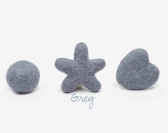 Gray Wool Felt Stars: Handmade DIY Pom Accessories (4cm)