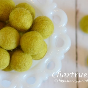 CHARTRUESE Felt Balls | 2.5 cm Pom Balls | 100% Wool Felt Balls | Felt Pom Poms | Loose Felt Balls | DIY Pom Garland | Wholesale