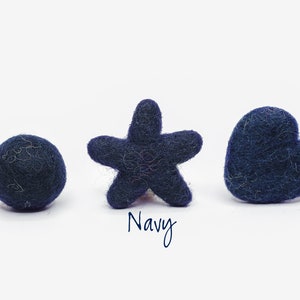 Navy Blue Solid Wool Stars | Wool Felt Stars | Felt Shape Stars | Blue Star | Felt Star Garland | Star Garland | DIY Felt Pom Accessories