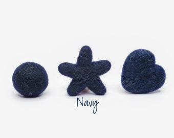 Navy Blue Wool Felt Stars: 4cm Handmade Pom Accessories