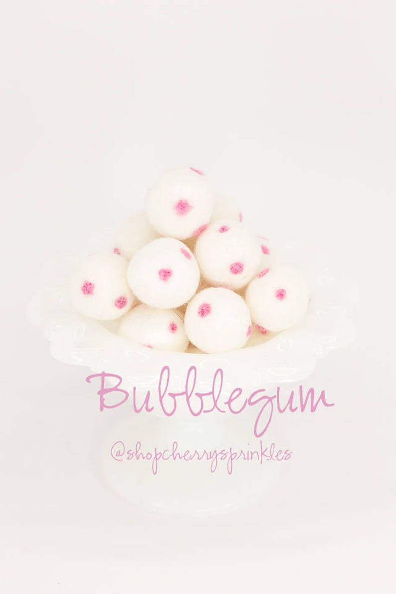 Bubblegum Pink Felt Balls 2CM 100% Wool Felt Poms Pink Wool Felt Balls Pom Garland Felt Ball Garland Polkadot image 2