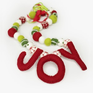 Joy Christmas garland -Christmas banner -Christmas decor -Felt Word Garland -Red Felt Letter Garland -Stuffed Letter Garland -Mantle