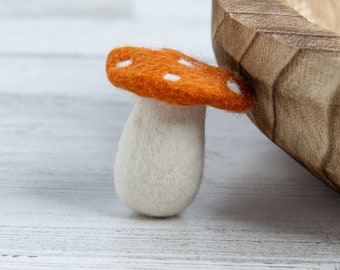 Ochre Flat Top Mushroom | Felt Field Mushrooms | Woodland Decor | mushroom decor | Toadstool | Needle Felt Toadstool | DIY Mobile