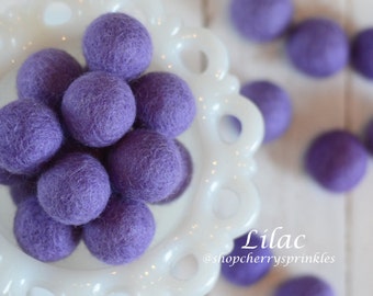 LILAC Felt Balls | 2.5 cm Pom Balls | 100% Wool Felt Balls | Felt Pom Poms | Loose Felt Balls | DIY Pom Garland | Wholesale