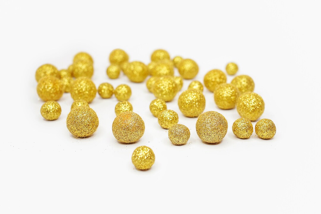 Gold Glitter Felt Balls Festive Glitter Poms DIY Felt Ball Etsy