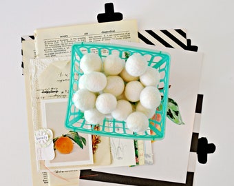 White Wool Felt Poms: DIY Craft Supplies, Garland Decor