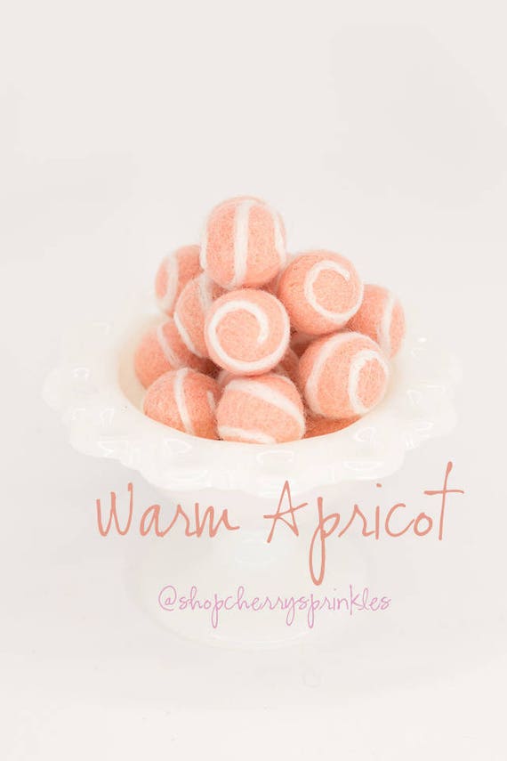 Warm Apricot swirl Felt Balls 2CM 100% Wool Felt Pom Poms Peach Wool Felt  Balls pom Garland Diy Felt Ball Garland swirl 