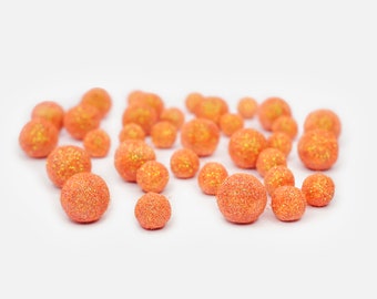Orange Glitter Felt Balls | Glitter Poms | DIY Felt Ball Garland | Handmade Glitter Balls | Glitter Poms