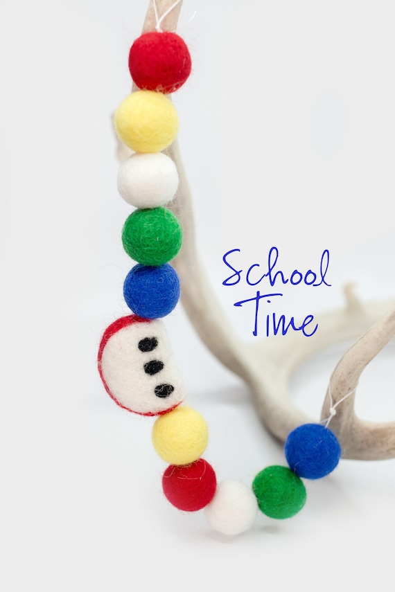 Paper & Party Supplies School Time Felt Ball Garland Apple Shapes First ...