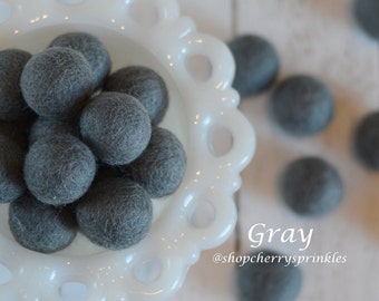 GRAY Felt Balls | 2.5 cm Pom Balls | 100% Wool Felt Balls | Felt Pom Poms | Loose Felt Balls | DIY Pom Garland | Wholesale