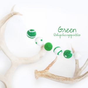 Green Felt Balls 100% Wool Felt Poms Green Wool Felt Poms Christmas Garland Felt Ball Garland Swirl balls image 8