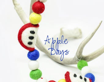 Apple Felt Ball Garland: Teacher's Gift, First Day of School Decor