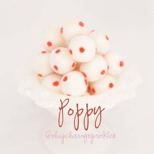 Poppy Polkadot Felt Balls: 100% Wool Poms