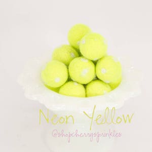 Neon Yellow Felt Balls -100% Wool Felt Poms -Yellow Wool Felt Poms *Pom Garland -Felt Ball Garland- Polkadot felt balls *2CM
