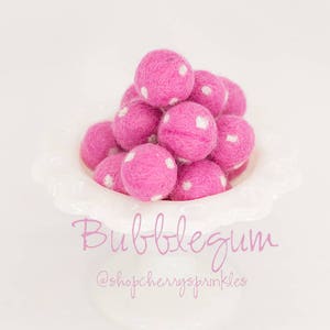 Bubblegum Pink Felt Balls 2CM 100% Wool Felt Poms Pink Wool Felt Balls Pom Garland Felt Ball Garland Polkadot image 1