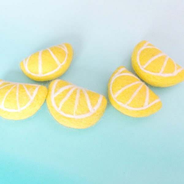 Felt Lemon Slices | Yellow Felt Lemons | Wool Felt Fruit | Felt Food | Lemon Slices | Summer Felted Fruits | Lemon Garland -Summer Garland