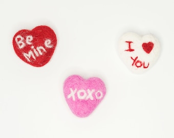 Wool Felt Conversation Hearts: Handmade Valentine's Decor