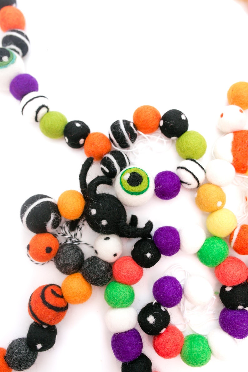 Spooks Halloween Felt Ball Garland felt Polkadot Garland Etsy