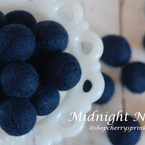 MIDNIGHT NAVY Felt Balls | 2.5 cm Pom Balls  | 100% Wool Felt Balls | Felt Pom Poms | Loose Felt Balls | DIY Pom Garland | Wholesale